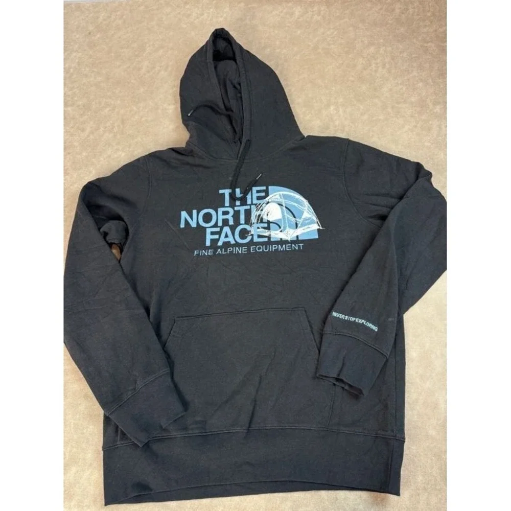 The‎ North Face Mens Logo Play Recycled Long Sleeve Pullover Black Hoodie Medium